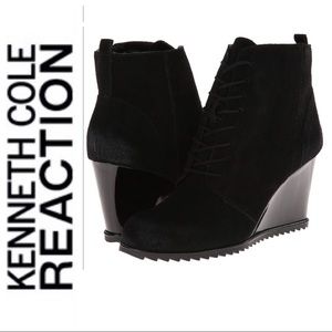 Shoes | Black Suede Patent Wedge 